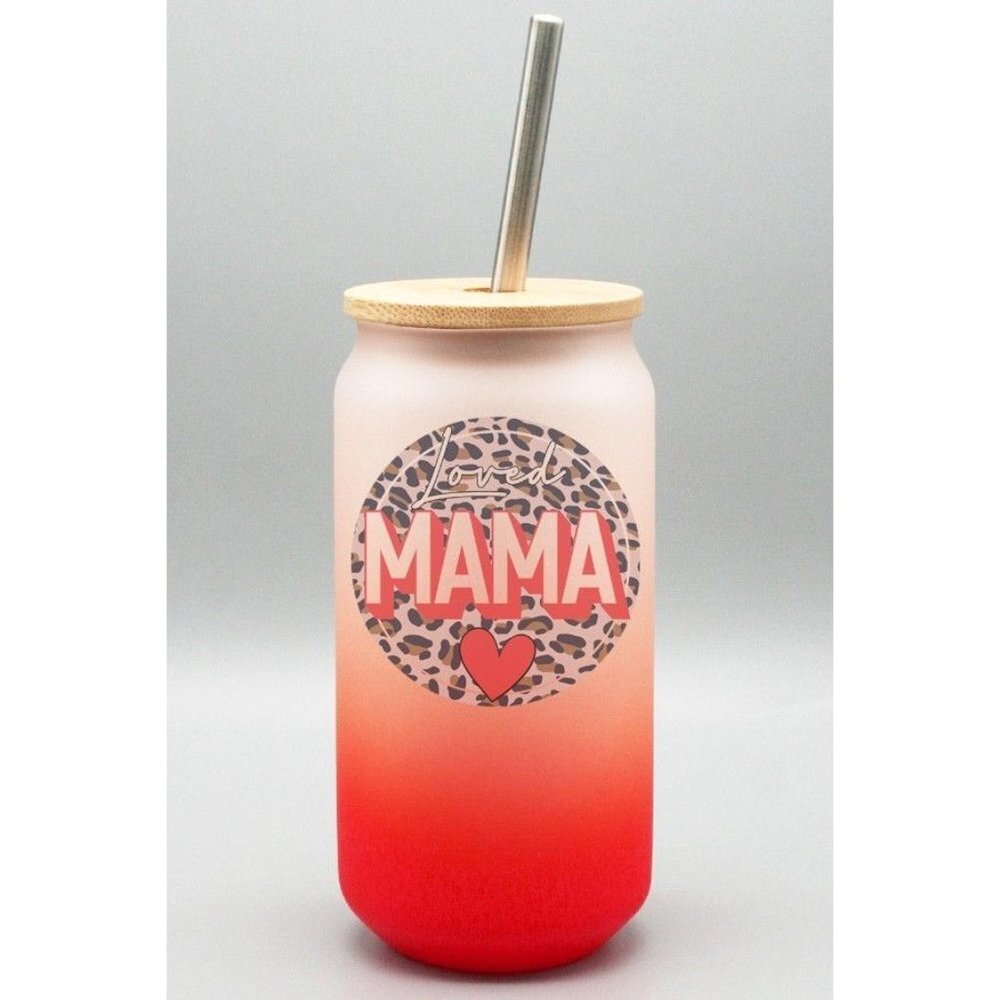Diona J Mothers Day Gift Loved Mama Red Leopard Cir Cup Green